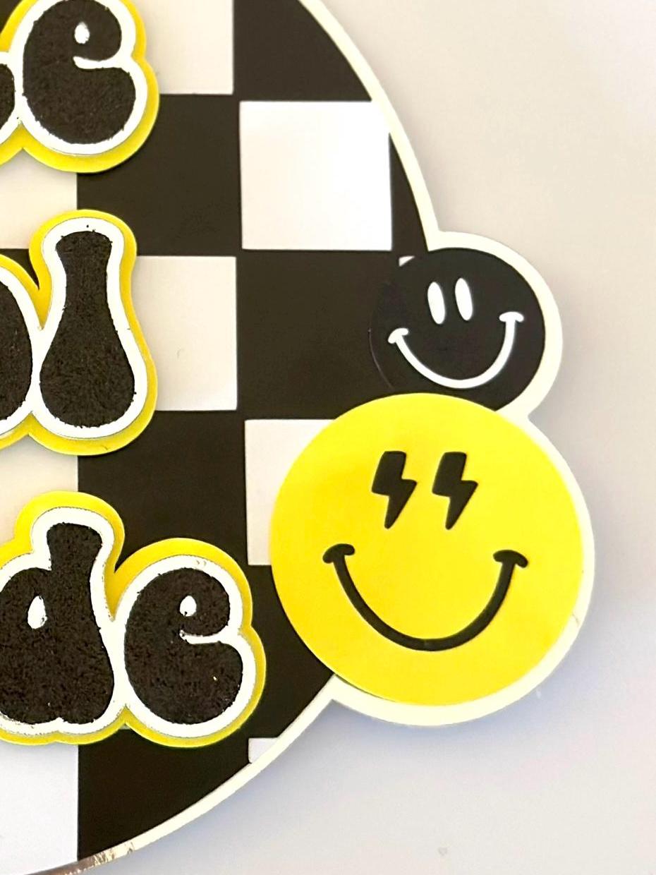 One Cool Dude 3D Cake Topper, one happy dude, checkerboard