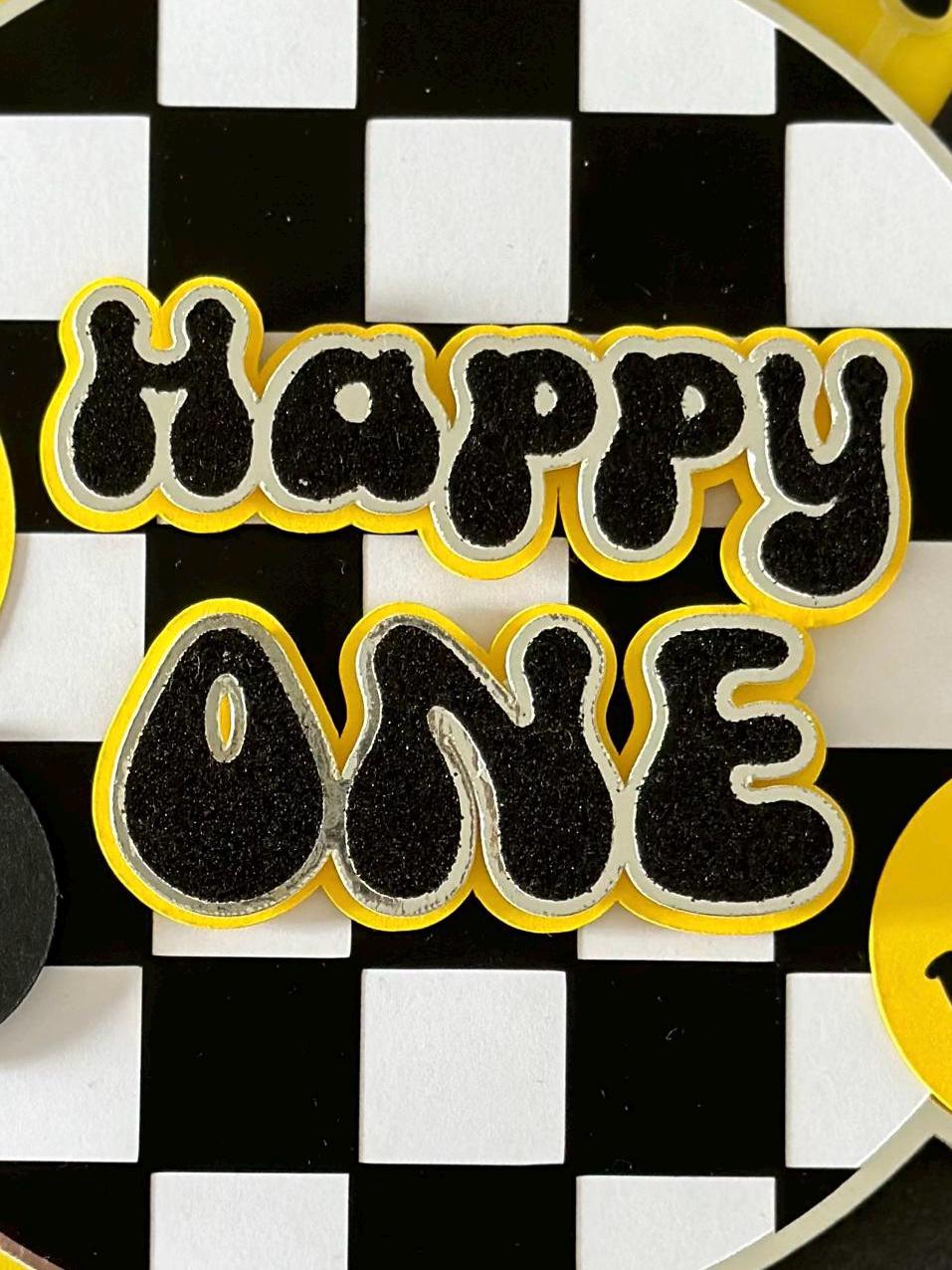 One Cool Dude 3D Cake Topper, one happy dude, checkerboard