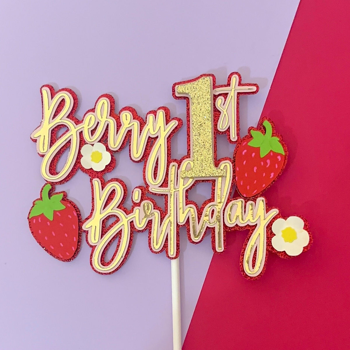Berry 1st Birthday, 3D cake topper