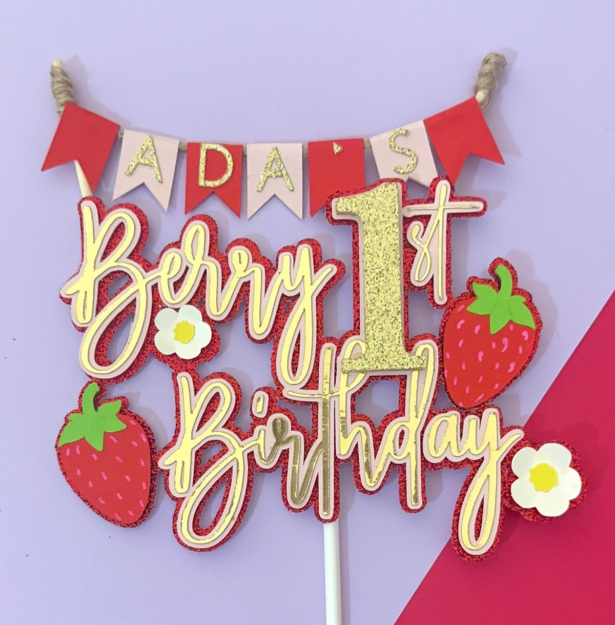 Berry 1st Birthday, 3D cake topper